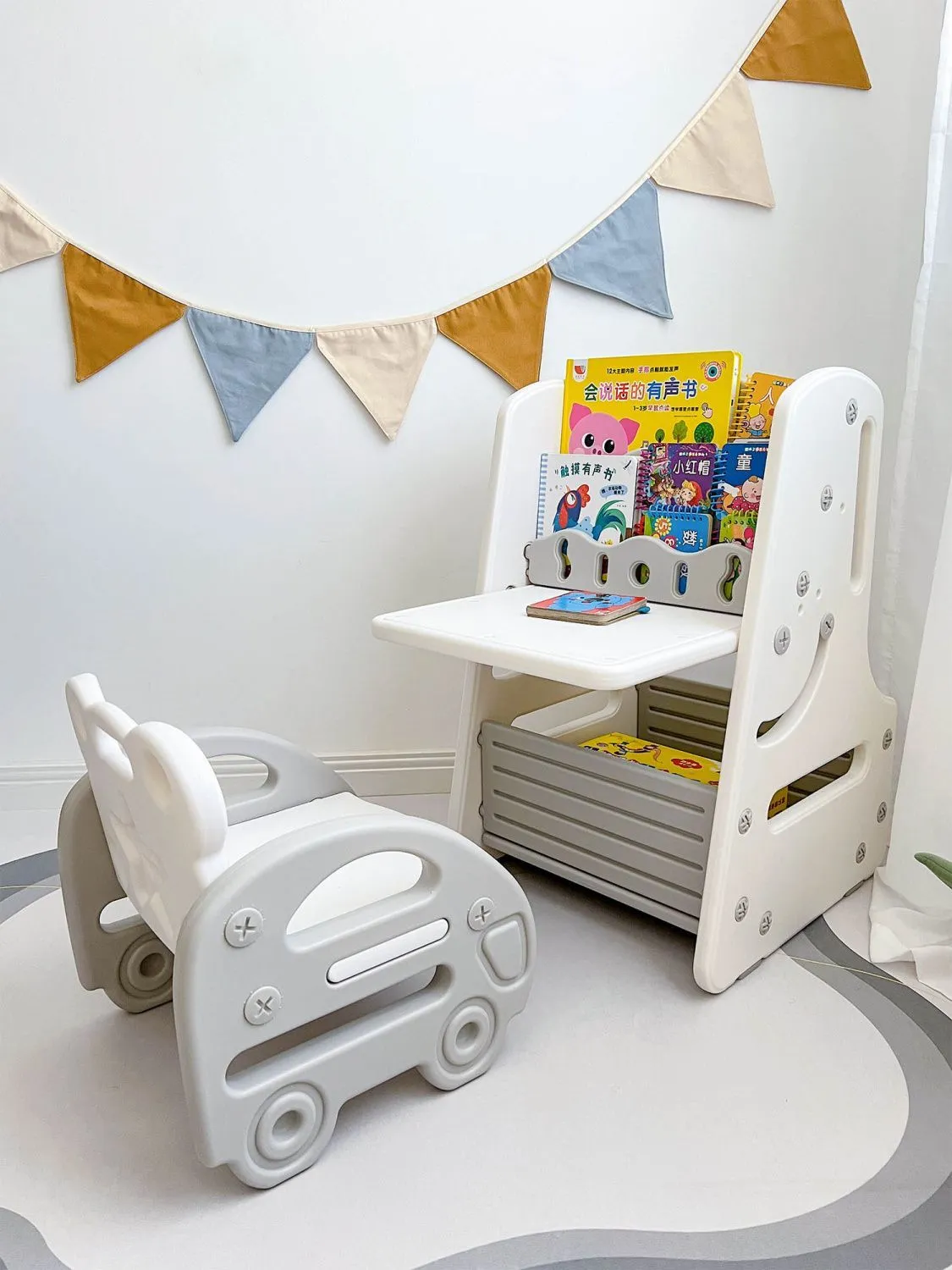 Стол трансформер детский 3 в 1 UNIX Kids Grey со стульчиком PPT3IN1GRY