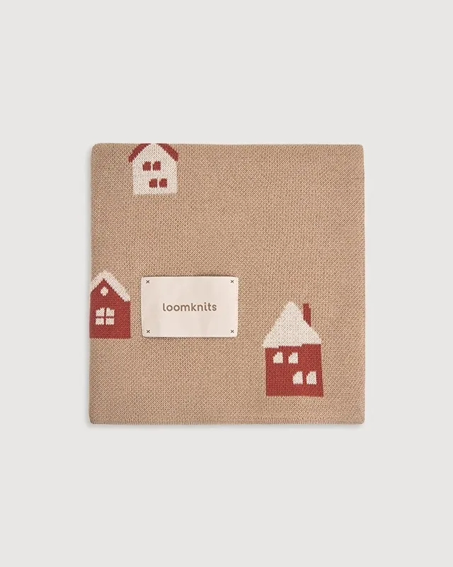 Плед детский 80х120 см LoomKnits Капучино Домики