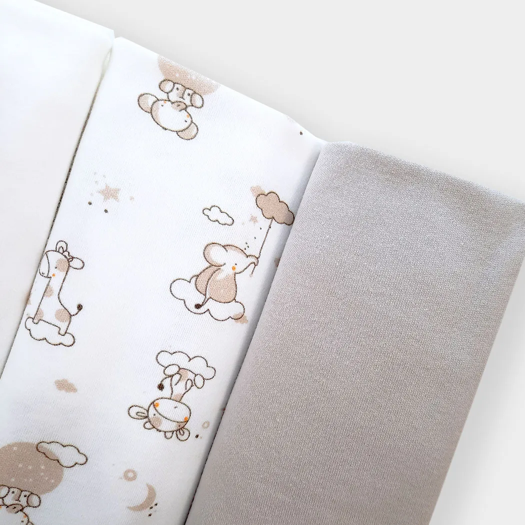 Комплект Lapsi № 6.2 пелёнки 3 шт, цвет молочный/бежевый/с бежевым принтом