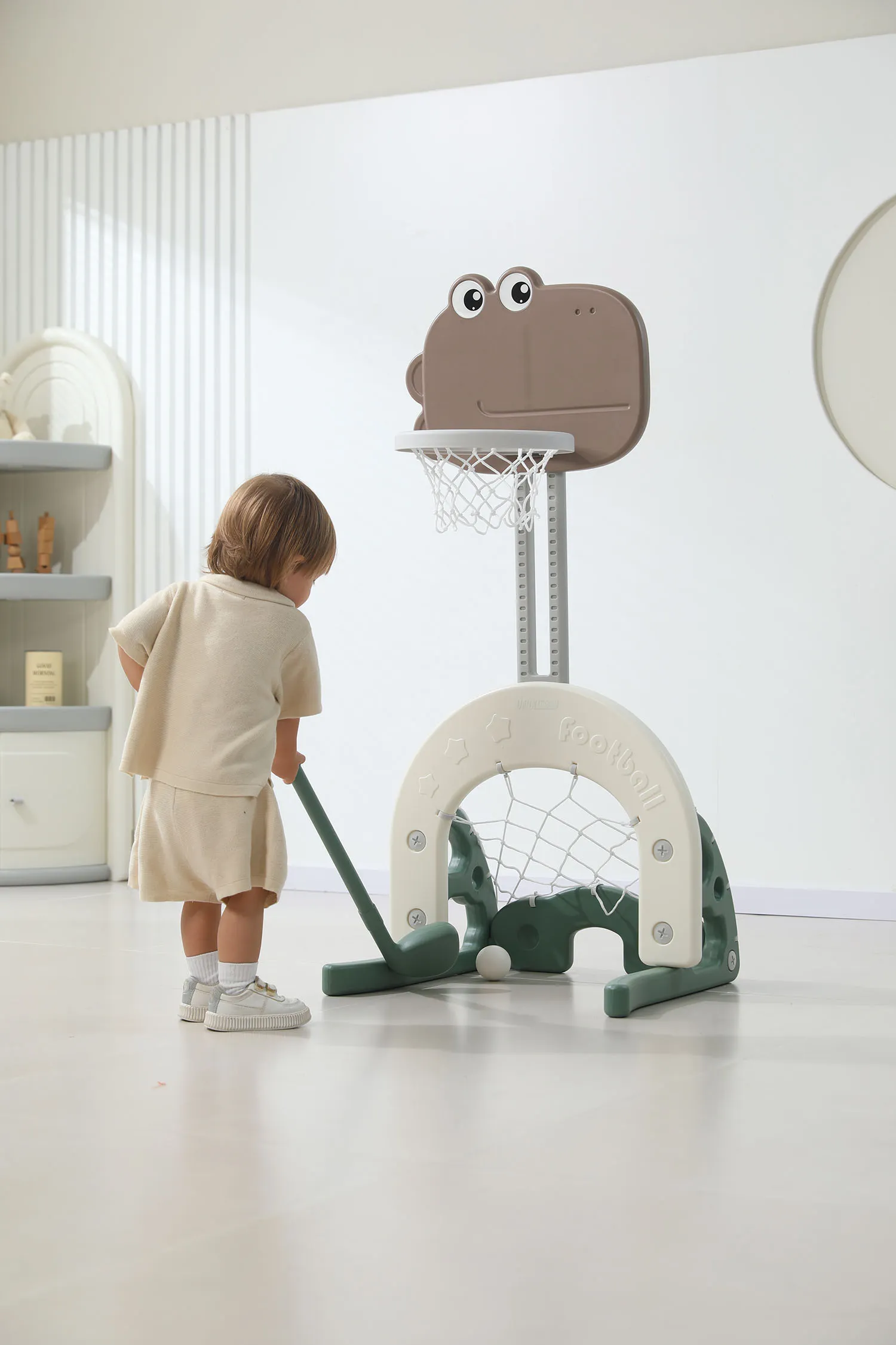 Стойка баскетбольная и хоккейные/футбольные ворота UNIX Kids Dino (3 в 1)