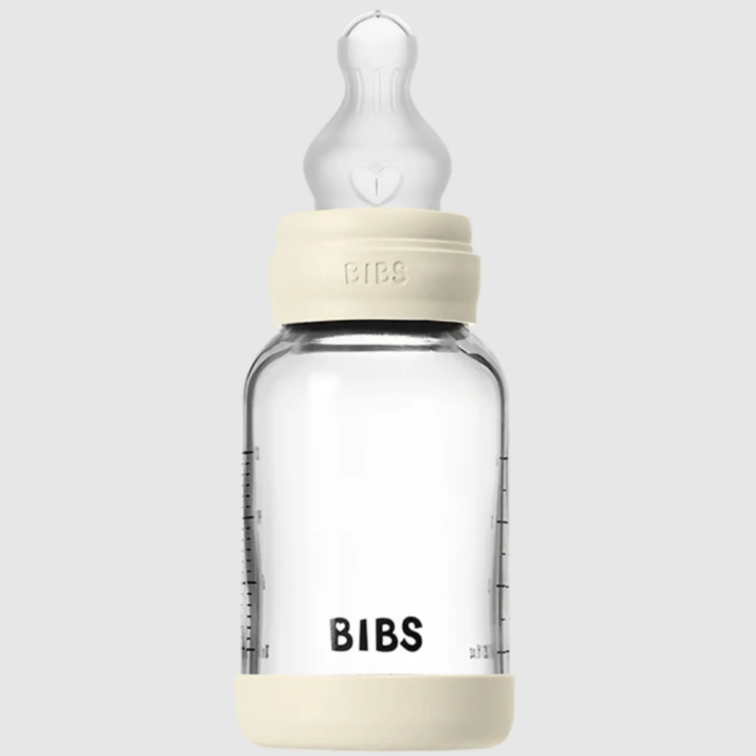 Бутылочка BIBS стеклянная для кормления с силиконовой соской медленный поток 120 мл