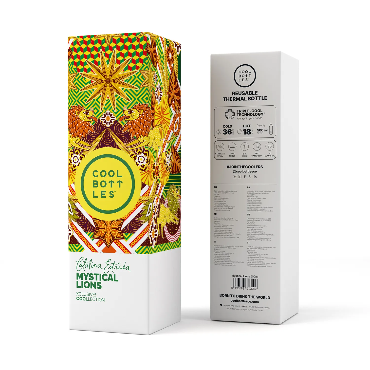 Термос-термобутылка Cool Bottles Catalina Estrada Mystical Lionss 500 мл