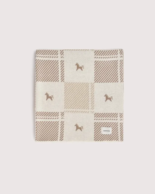 Плед детский 80х120 см LoomKnits Кремовый Лошадки