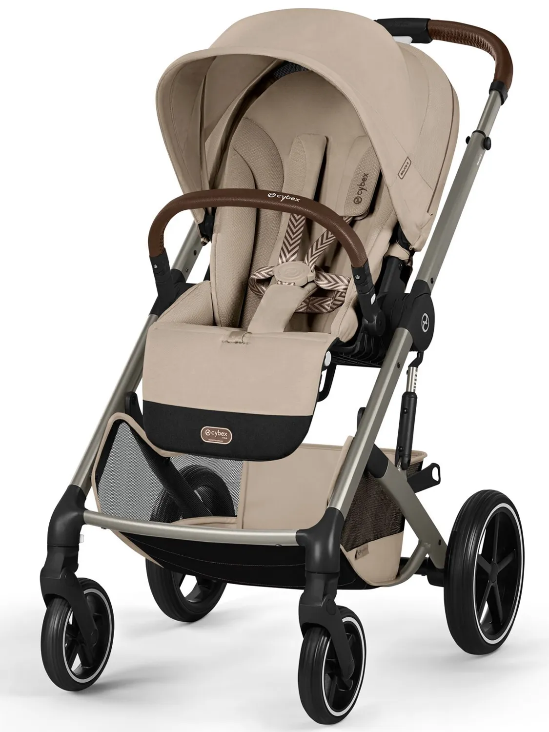 Коляска прогулочная Cybex Balios S Lux TPE (2026), бежевый (almond beige), с дождевиком. Изображение 1