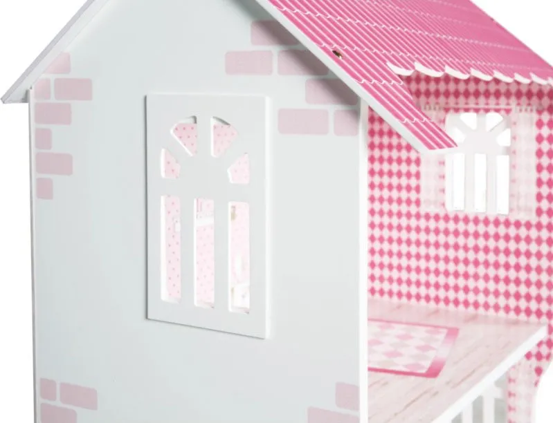 Домик кукольный ROBA с ящиком для игрушек, белый/розовый 490063