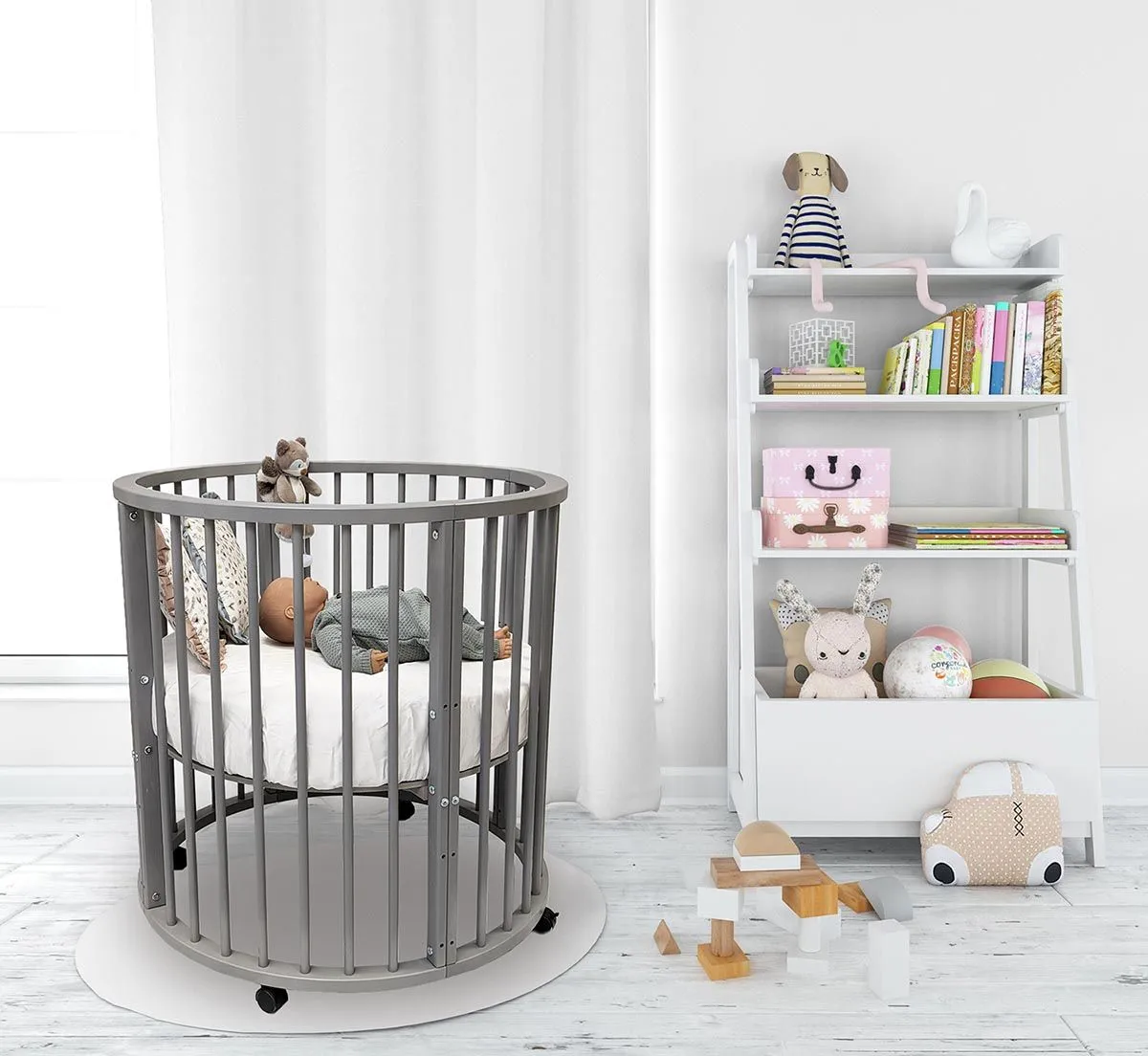 Кровать Bambini 125х75 см овальная 7 режимов с матрасиком Aloe vera Ring