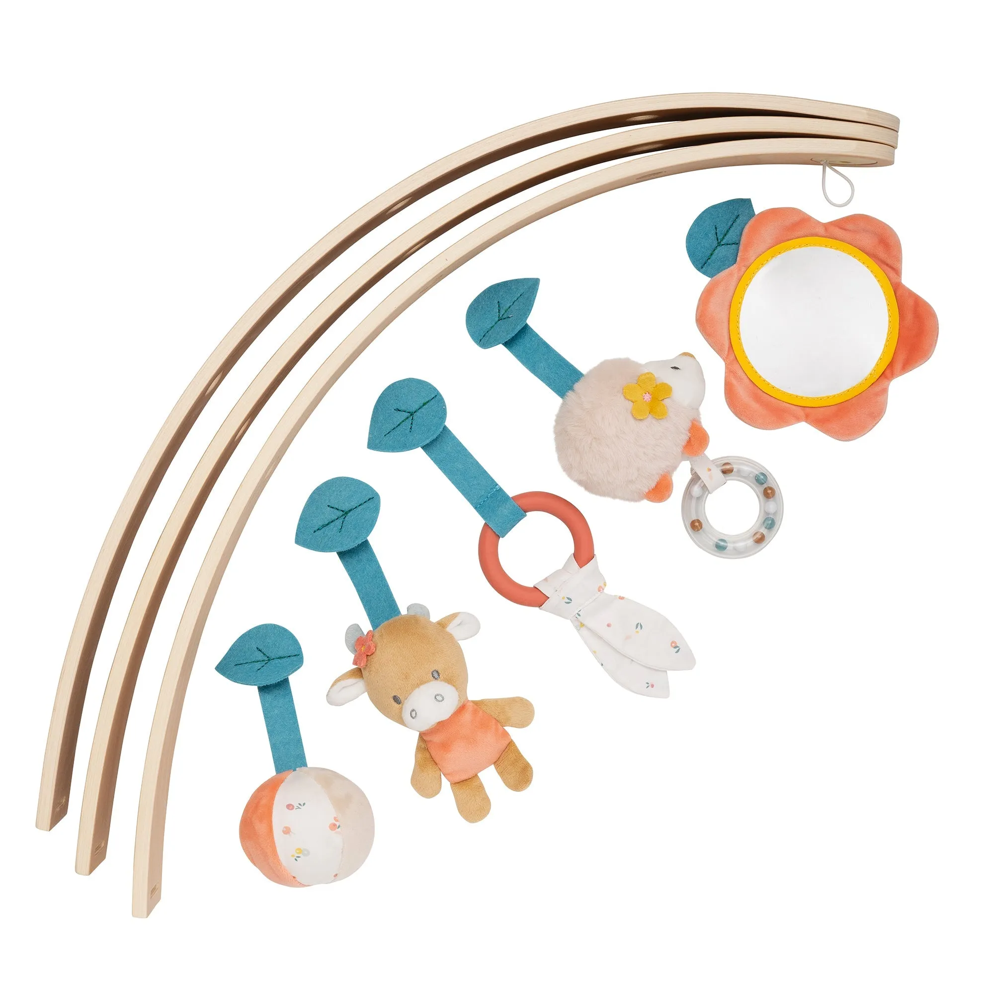 Коврик детский игровой Nattou MILA ZOË LANA Корова, Ёжик, Кот с деревянной аркой 266185