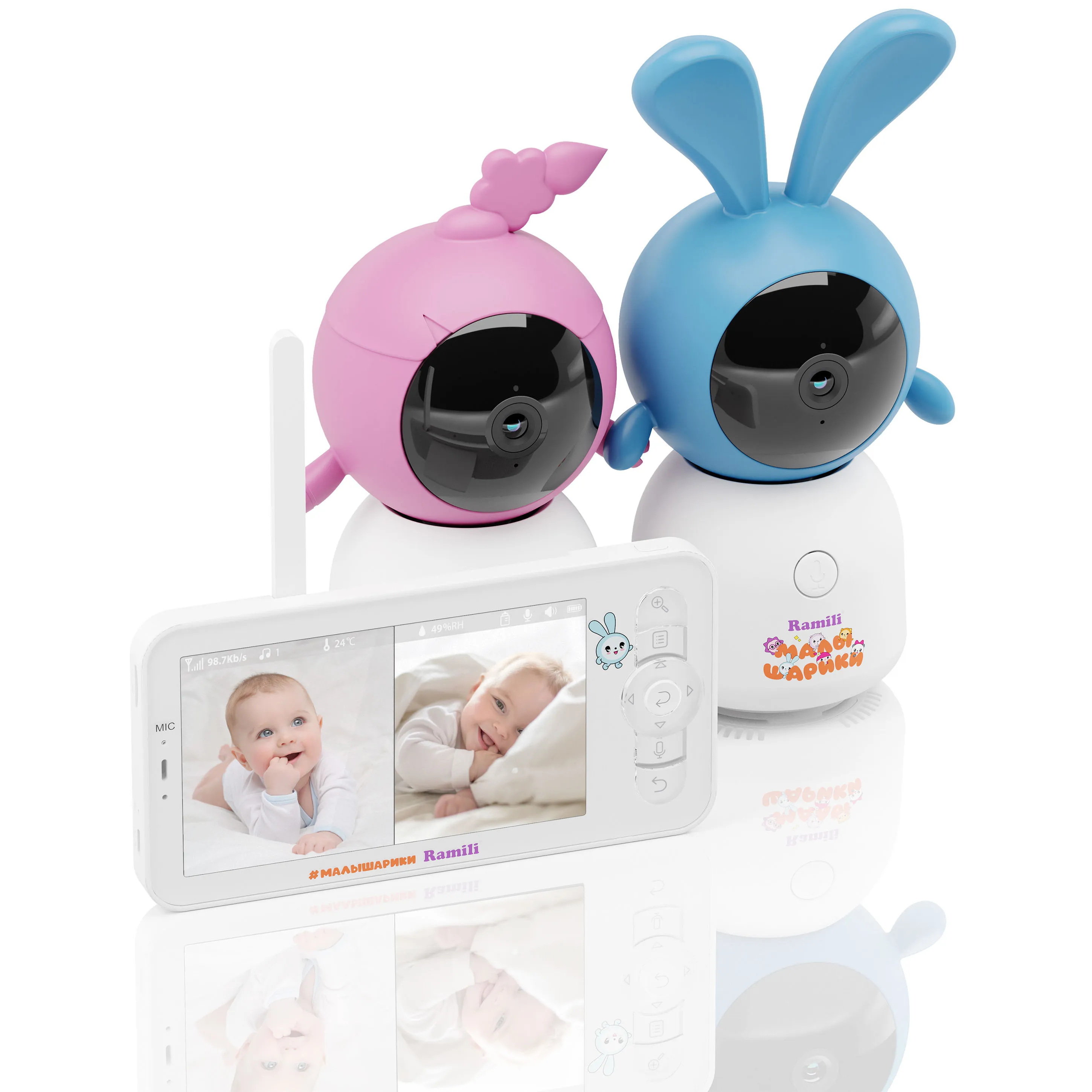 Видеоняня Ramili Baby Крошик и Нюша, Малышарики с креплениями RV100X2KROSHNUSHA