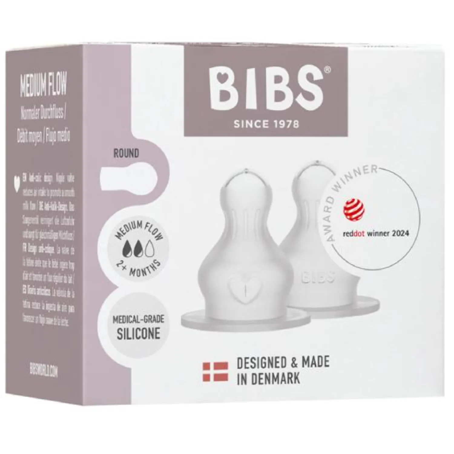 Соска BIBS силиконовая для бутылочки средний поток, 2 шт.