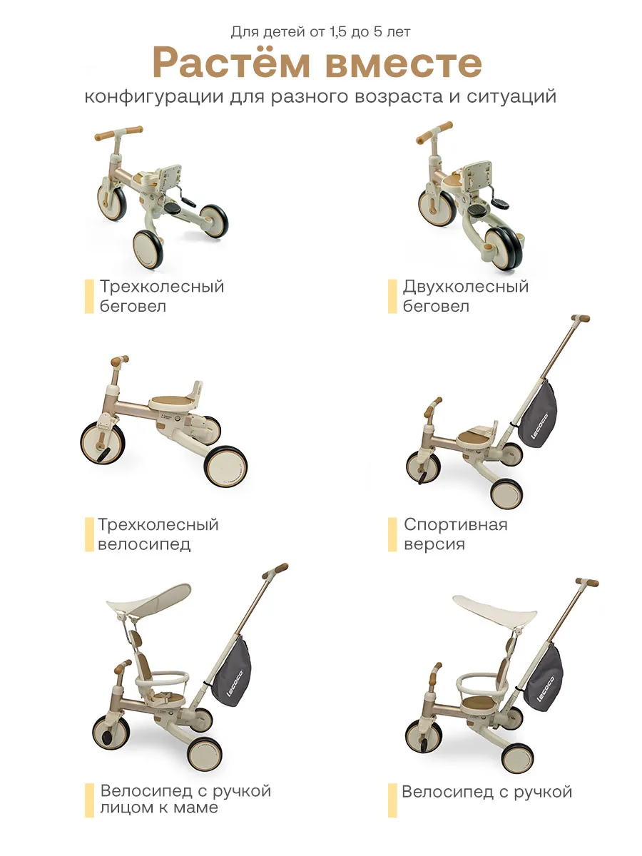 Велосипед трехколесный Lecoco S3Max beige