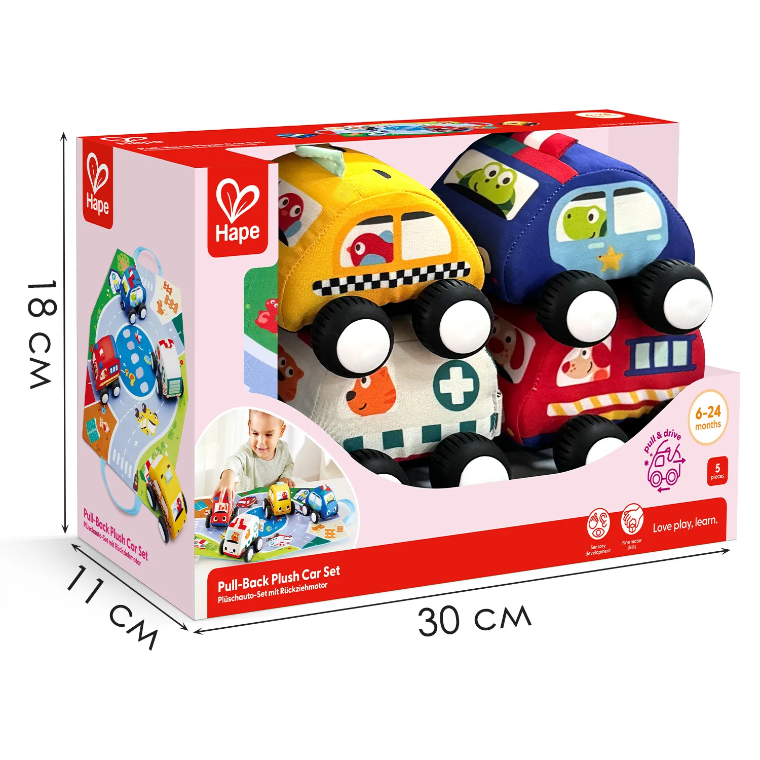 Набор игровой HAPE для малышей «Навстречу приключениям» Плюшевые машинки E0076_HP