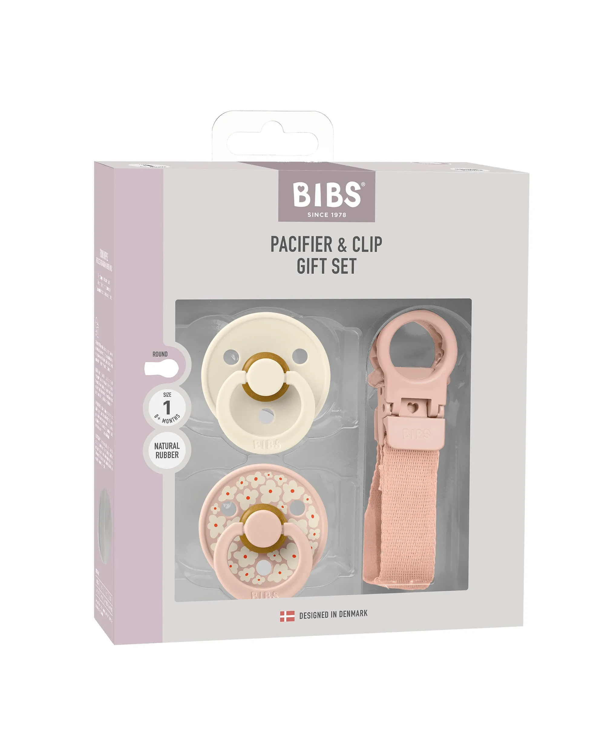 Набор пустышек BIBS подарочный Colour, 2 шт. с держателем Loop Clip