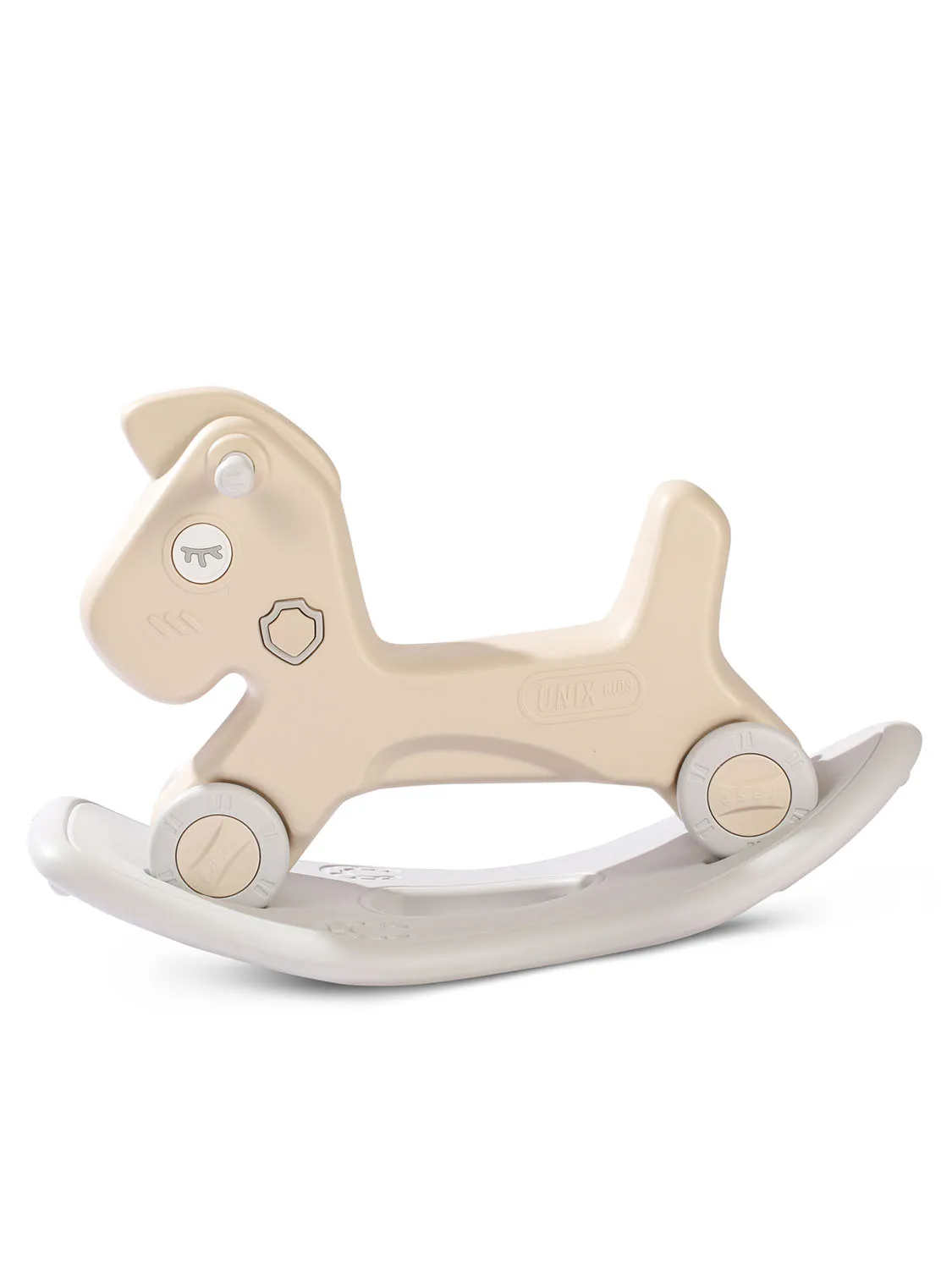 Лошадка-качалка-беговел UNIX Kids бежевый, серый PPRHCLGY