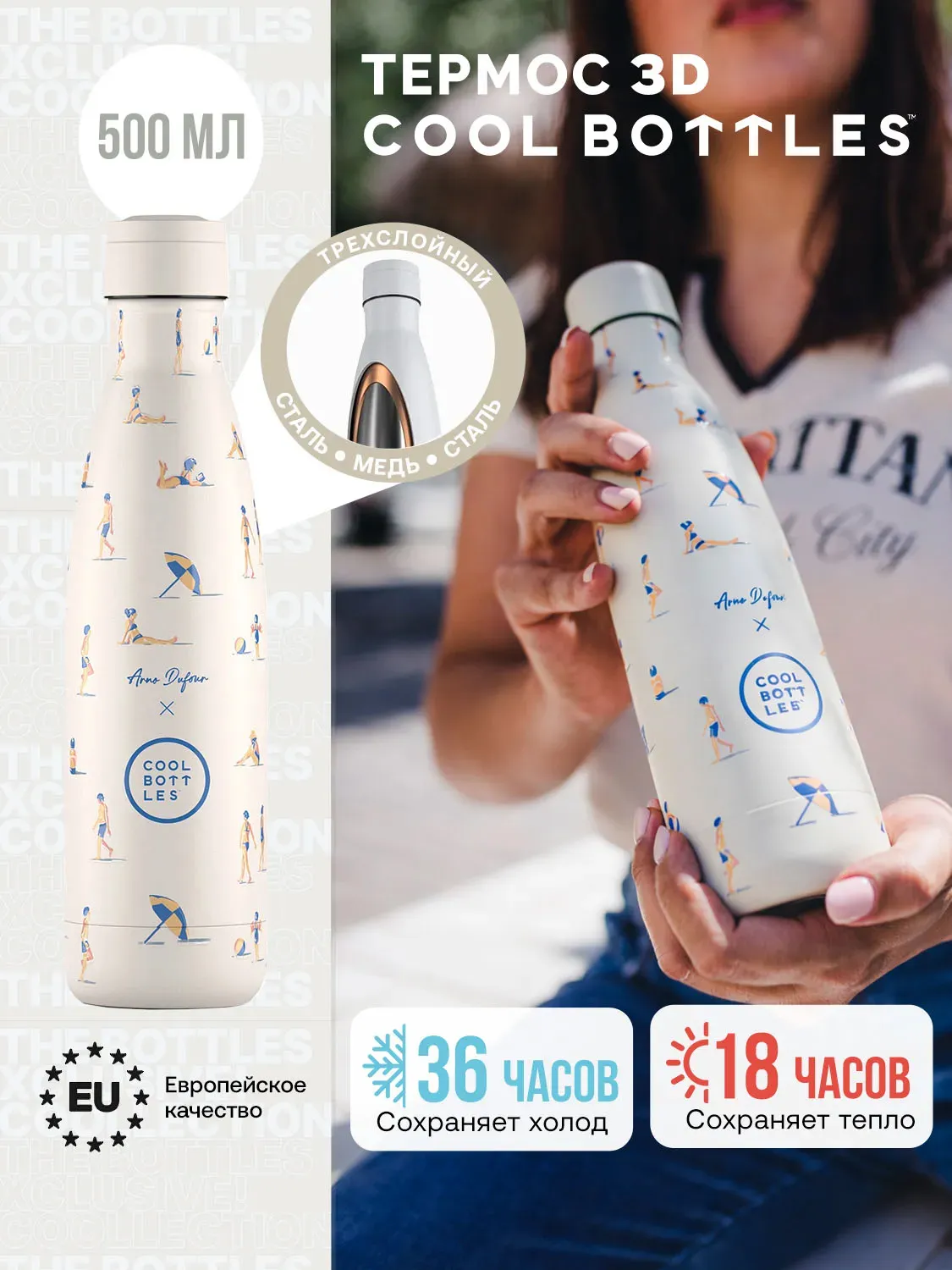 Термос-термобутылка Cool Bottles Arno Dufour Ocean Breeze 500 мл CBB50OBZ