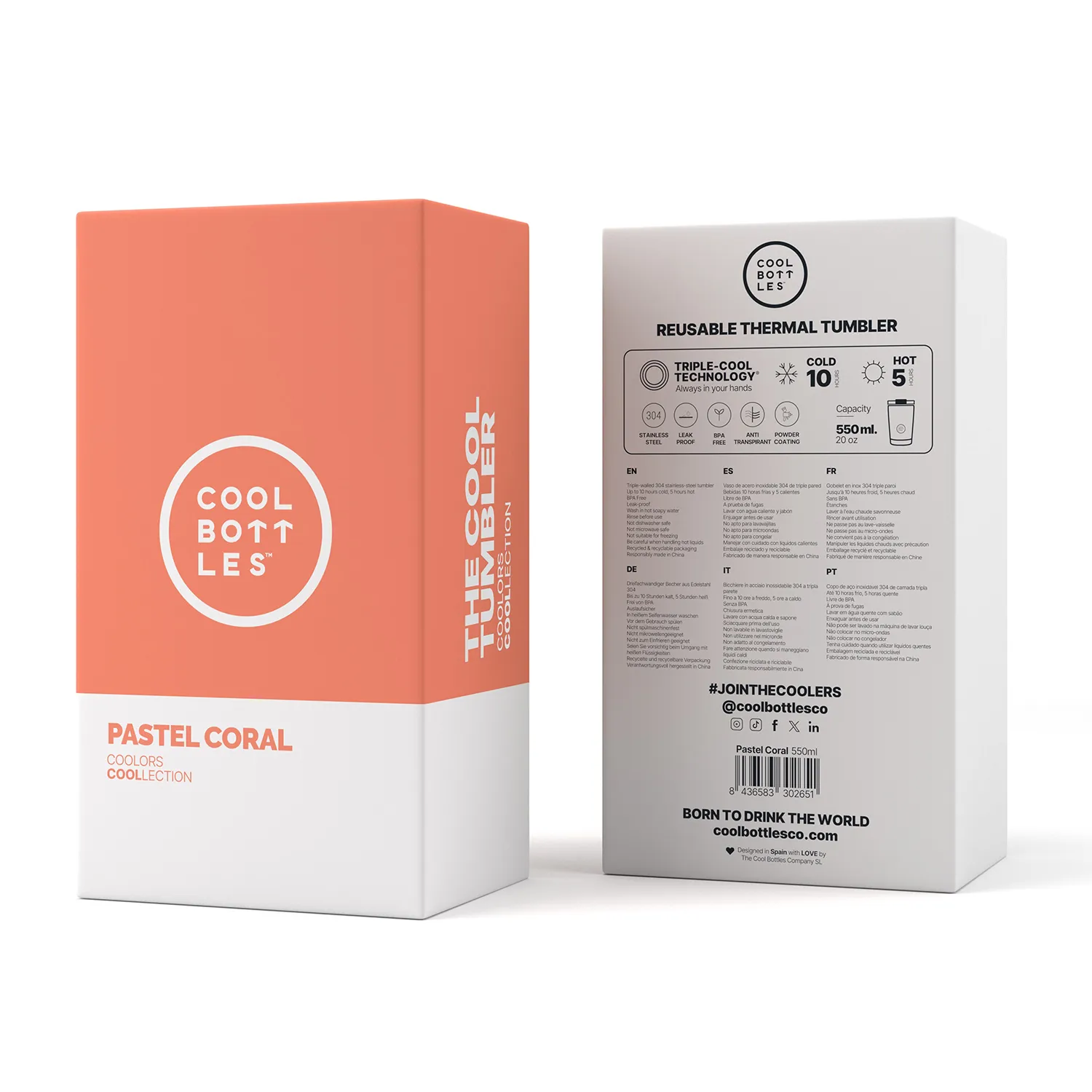 Термокружка Cool Bottles Tumbler Pastel Coral 550 мл CBT55PAC