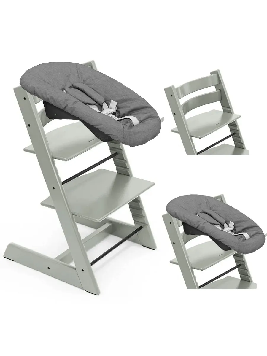 Стул Stokke Tripp Trapp Зеленый (Glacier Green) 100139 + Сиденье 0+ Антрацит (Anthracite) 526104. Изображение 1