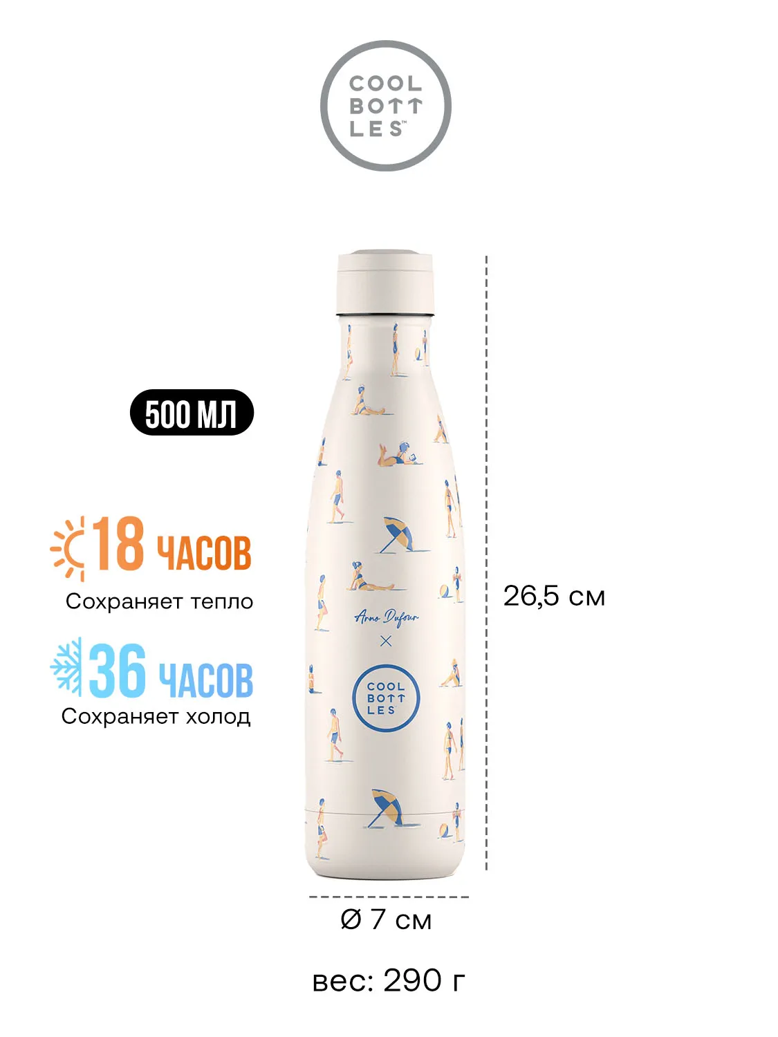 Термос-термобутылка Cool Bottles Arno Dufour Ocean Breeze 500 мл CBB50OBZ