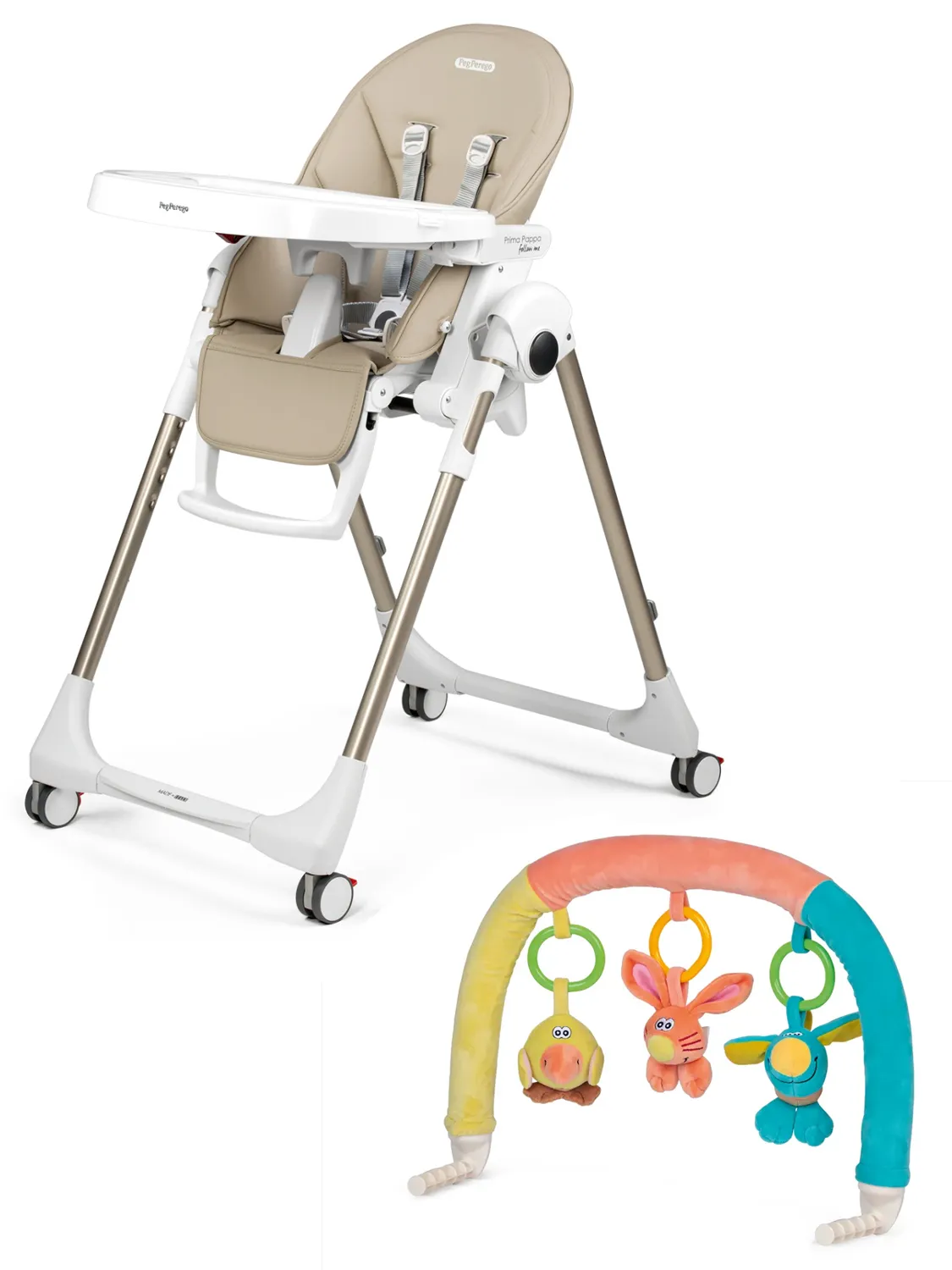 Стульчик для кормления Peg-Perego Prima Pappa Follow Me + дуга с игрушками