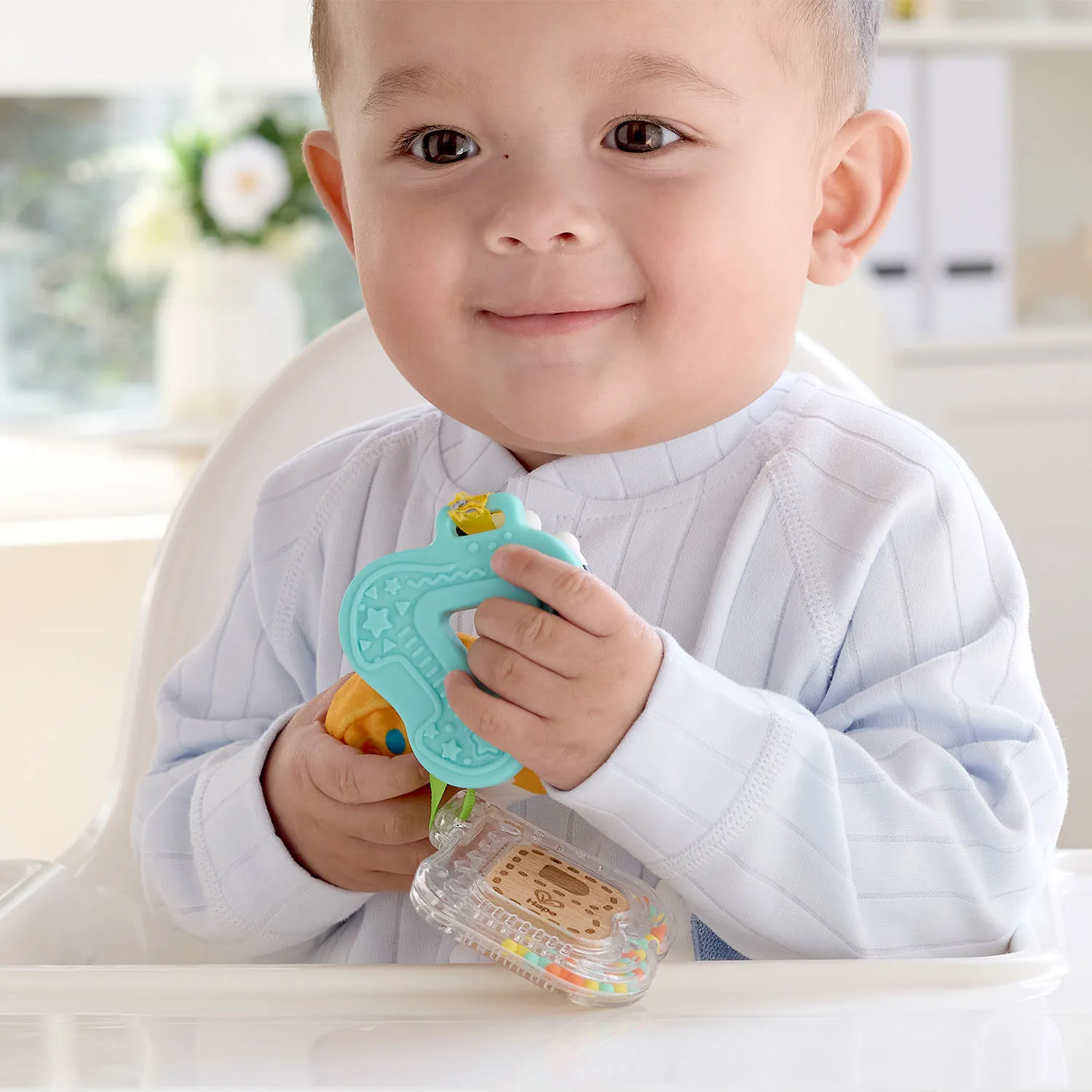 Игрушка развивающая HAPE «Малышам» ABC 3в1 (погремушка, прорезыватель, мягкая игрушка) E0129_HP