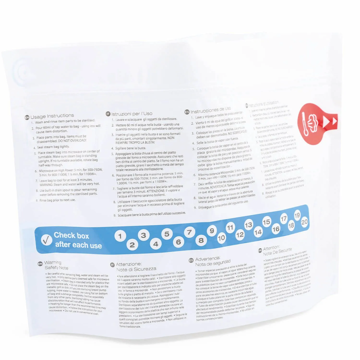 Пакеты для стерилизации в микроволновой печи Nuvita 1087 Microwave steam sterilizer bags, 5 шт NU-ALST0008