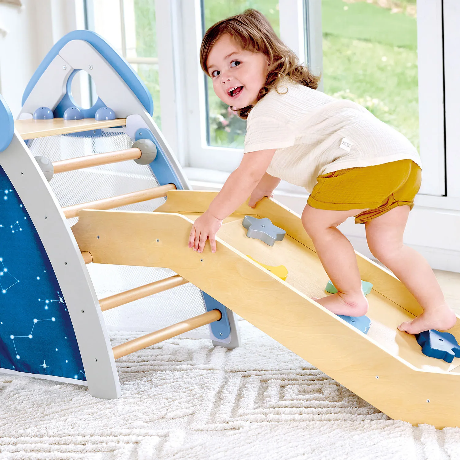 Комплекс игровой детский HAPE 4-в-1 Пиклер с горкой, скалодром E1222_HP