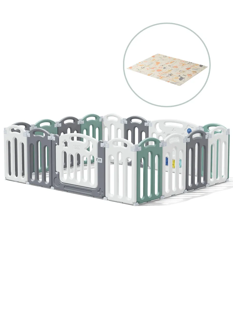 Манеж UNIX Kids Simple 188x151 Color PPSI14GGW + Коврик складной 120x150 см Camel PMLG120CL