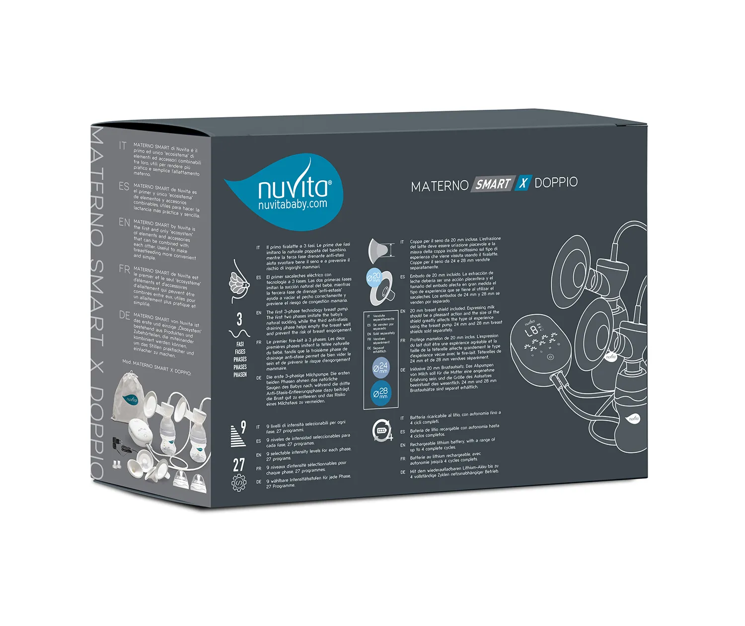 Молокоотсос Nuvita двойной трехфазный электрический 1288X Materno Smart X Doppio NU-ALTL0053
