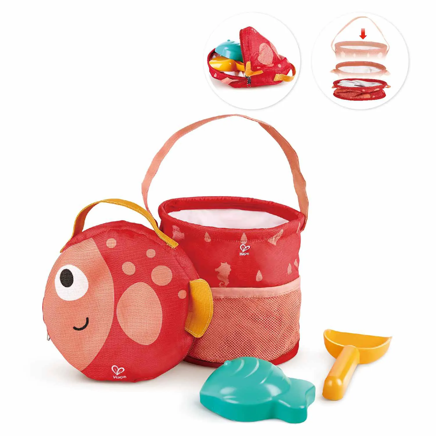 Набор игровой HAPE для песочницы формочка «Рыбка», совок, ведерко-сумочка E4093_HP