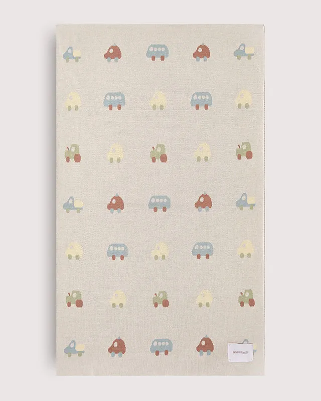 Плед детский LoomKnits Машинки Бежевый 80х120 см LW5457-002-80/120