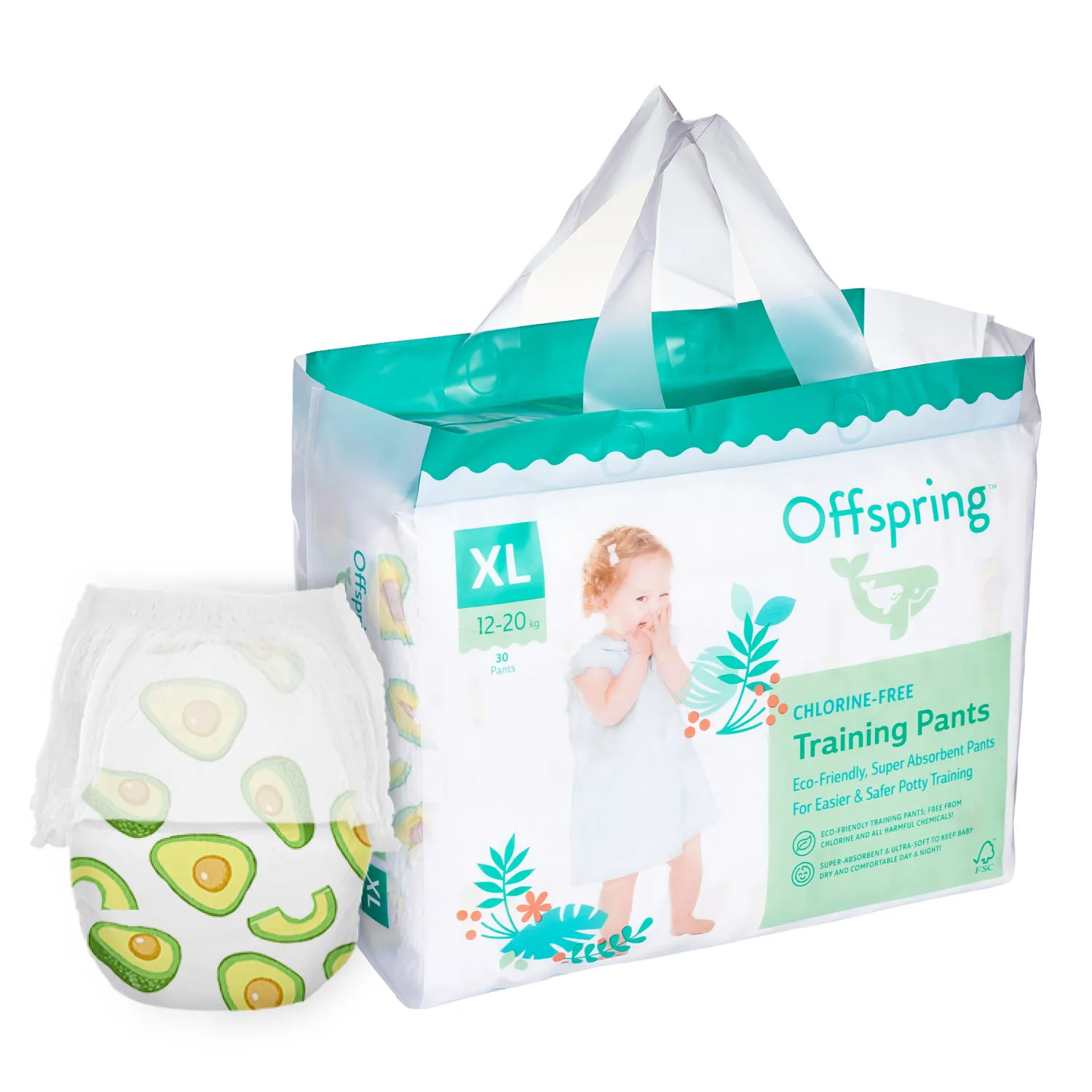 Трусики-подгузники Offspring Авокадо XL 12-20 кг 30 шт OF02XLAVO