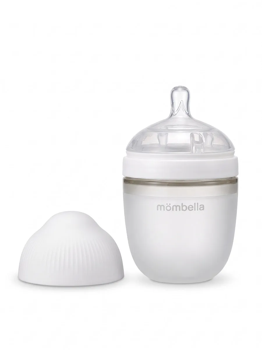 Бутылочка Mombella силиконовая антиколиковая Wide Neck широкая 210 мл белая 8137. Изображение 1