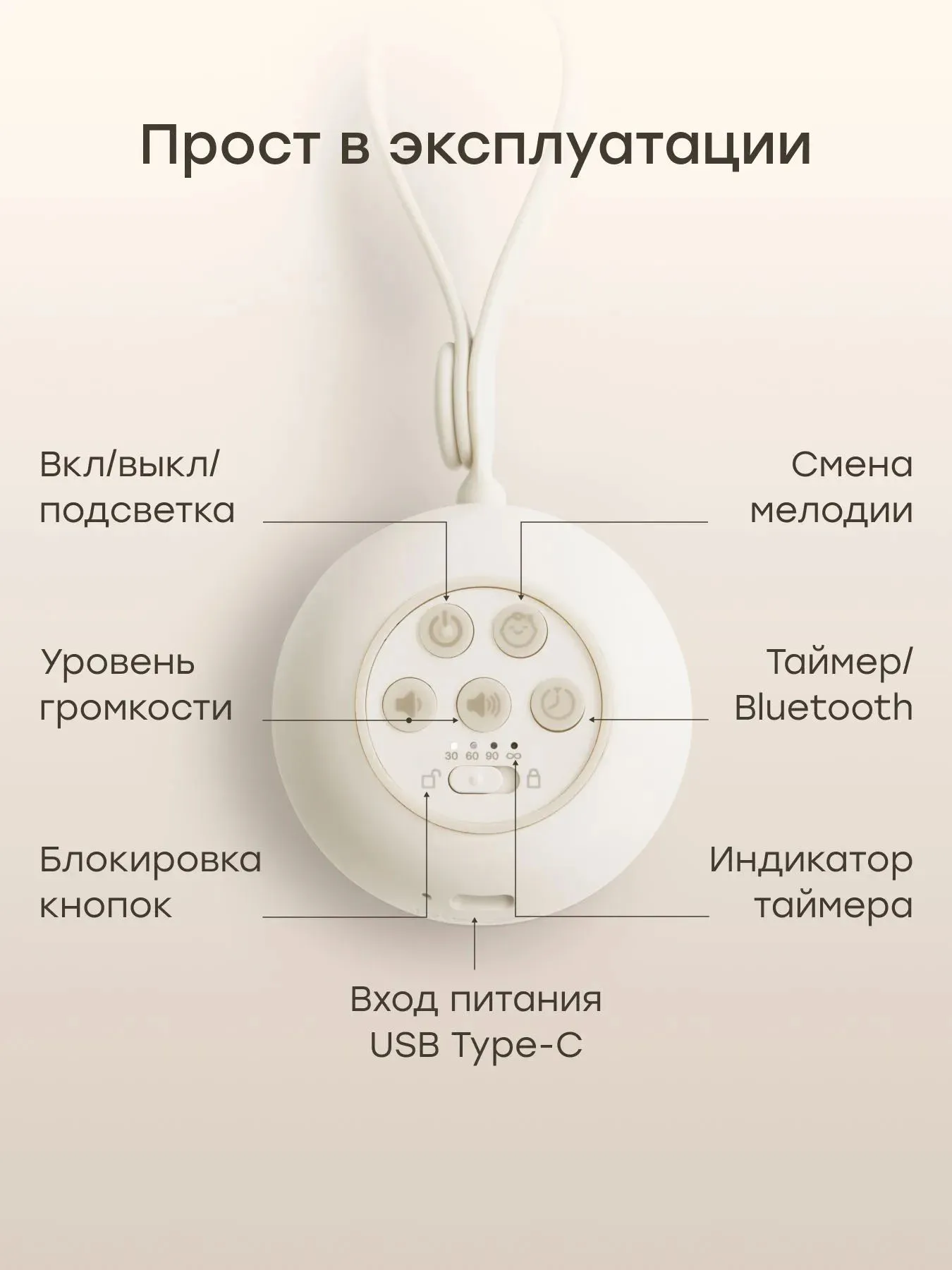 Генератор белого шума Happy Baby портативный с колонкой