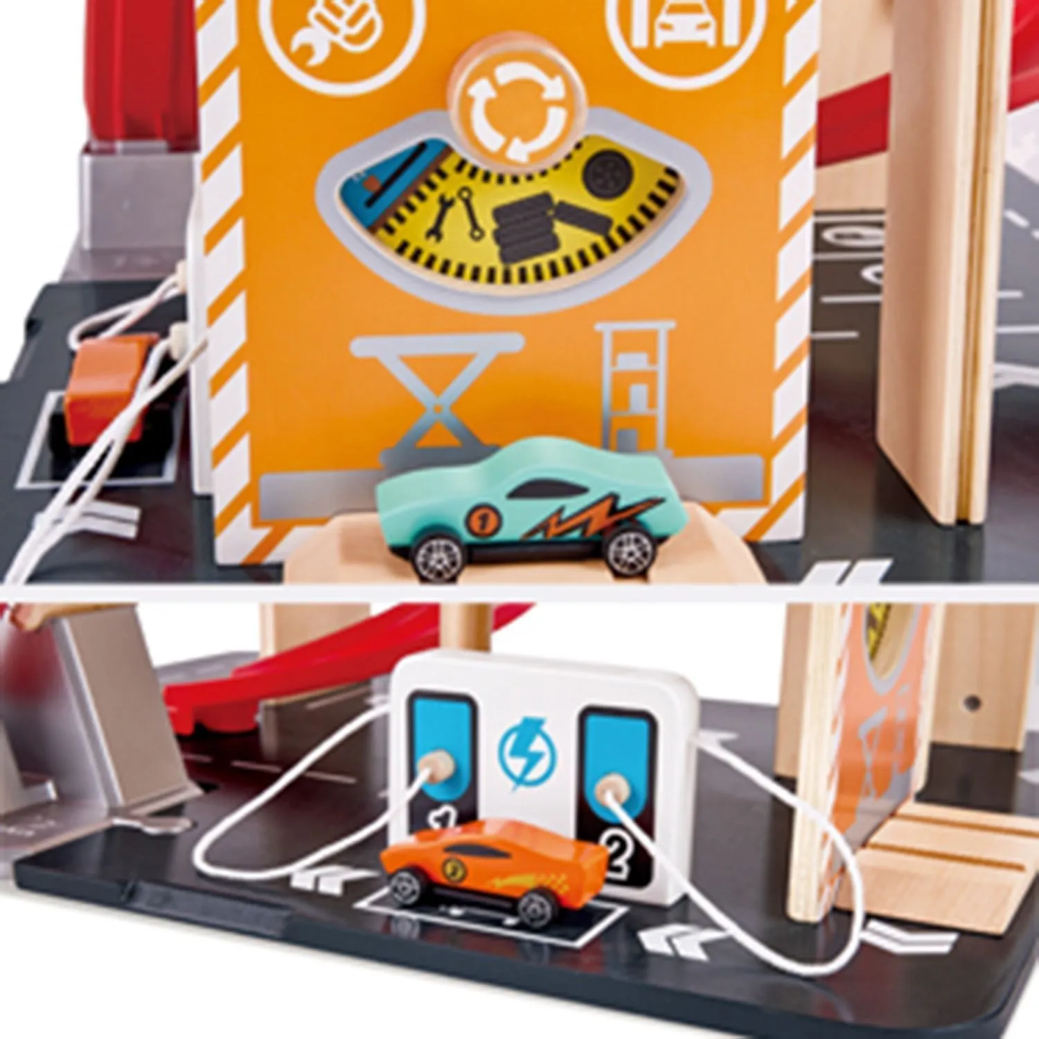 Деревянная многоуровневая автостоянка Hape «Гараж для трюков»