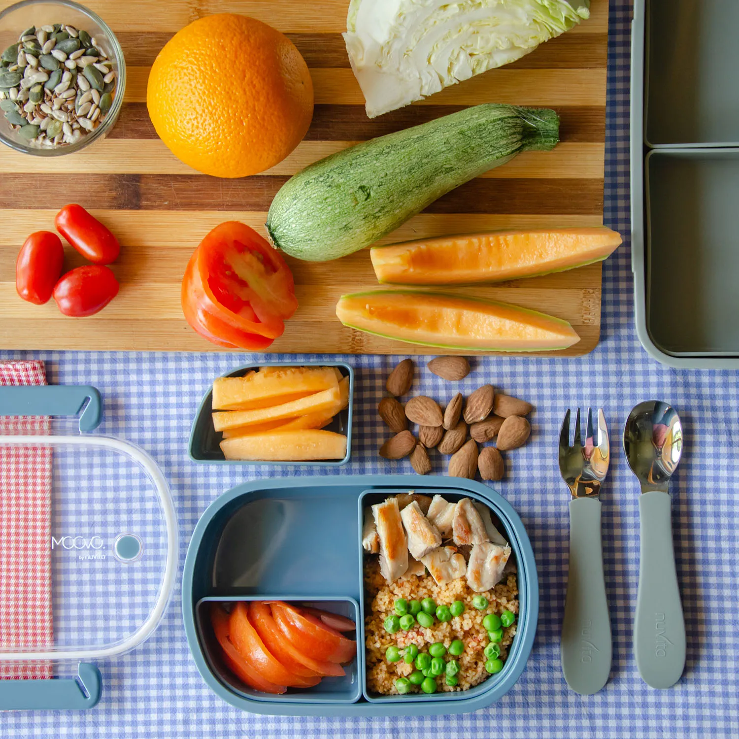 Ланч-бокс Nuvita MOOVO с тремя секциями 4420, 490 мл