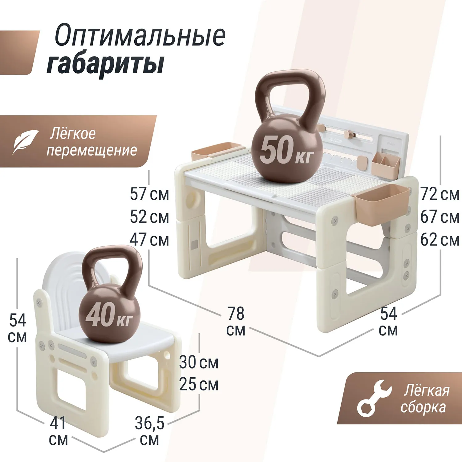 Стол со стульчиком 4 в 1 детский развивающий UNIX Kids Camel PPT4IN1CL
