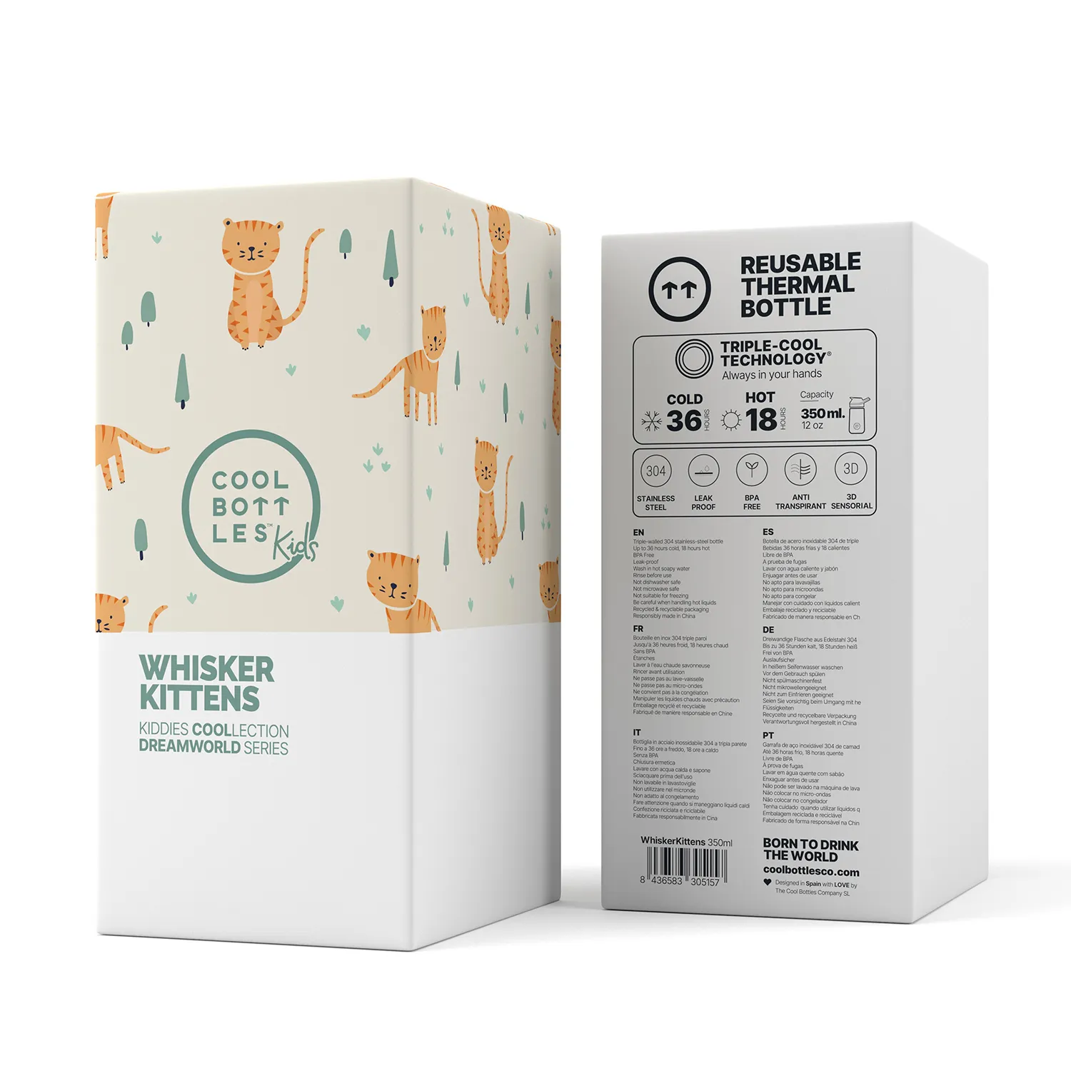 Термос-термобутылка Cool Bottles Kiddie Whisker Kittens 350 мл