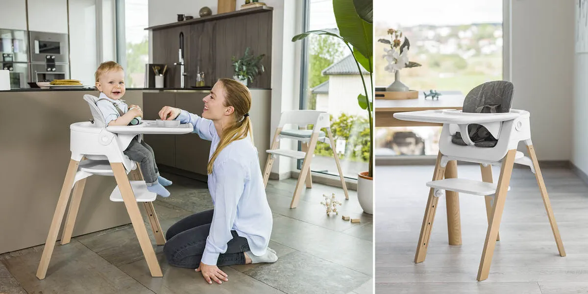 Стульчик Stokke Steps: White/Natural с аксессуарами