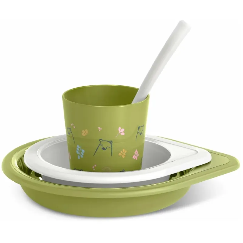 Набор детской посуды Suavinex 4 предмета: тарелка, миска, чашка, ложка (полипропилен)