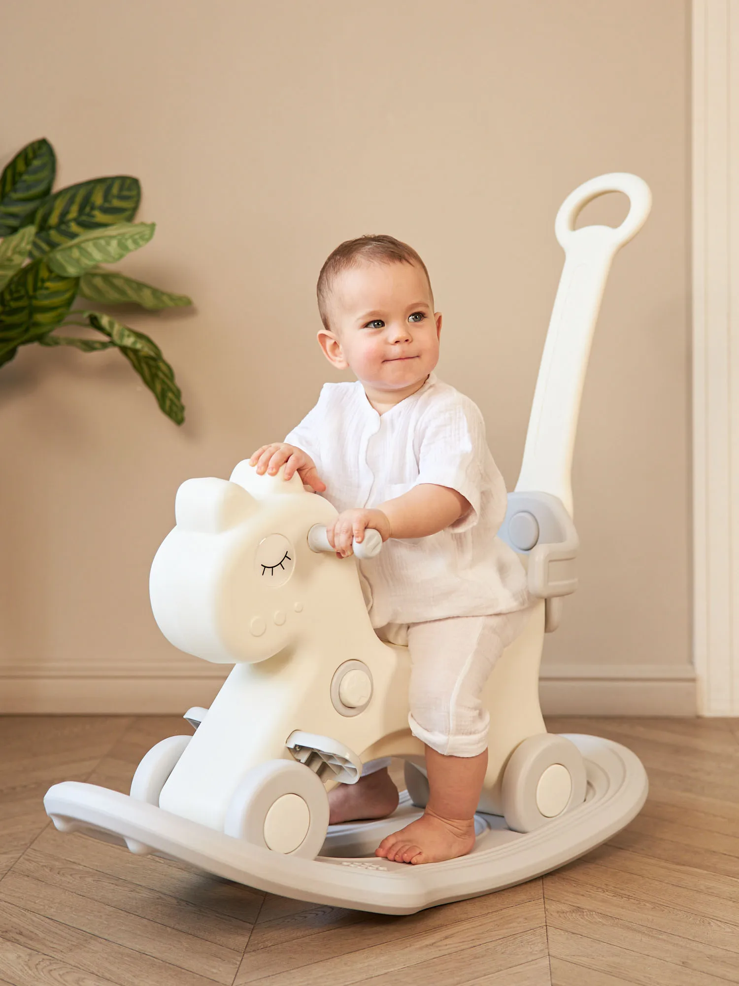 Лошадка-качалка-беговел UNIX Kids (с ручкой)