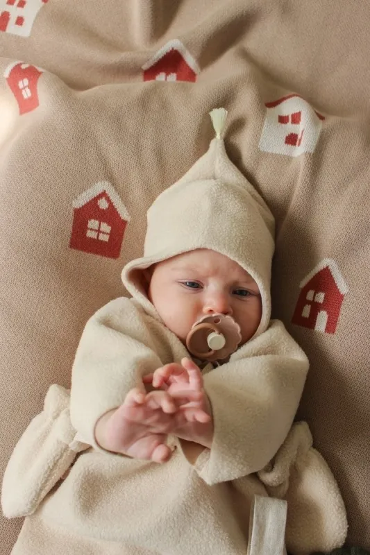 Плед детский 80х120 см LoomKnits Капучино Домики