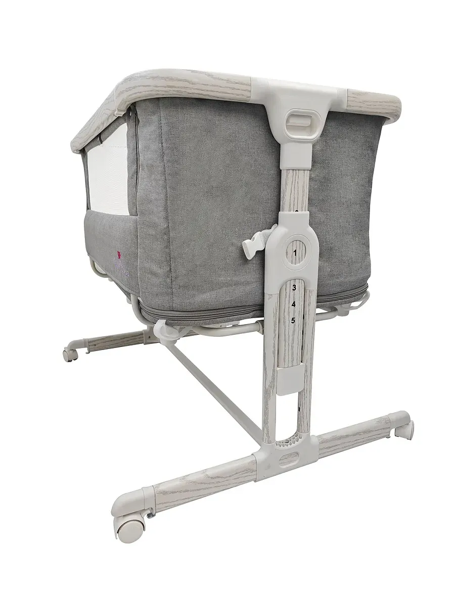 Люлька – колыбель 4 в 1 приставная Fiorellino BSB001, качалка, с колесами, серый (light gray) ПУ