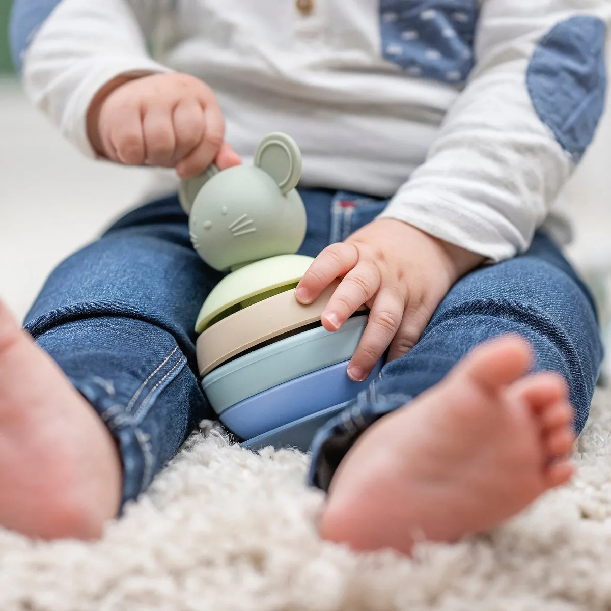 Игрушка-пирамидка Nattou силиконовая Мышка