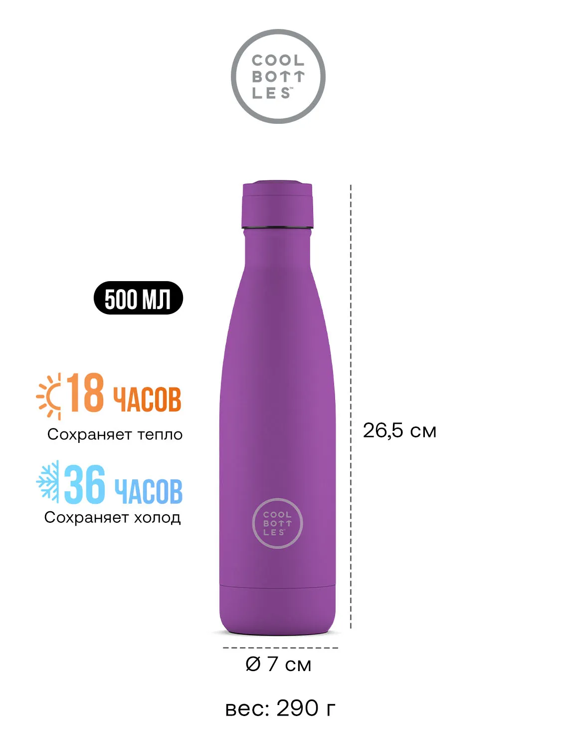 Термос-термобутылка Cool Bottles Vivid Violet 500 мл CB500VIV