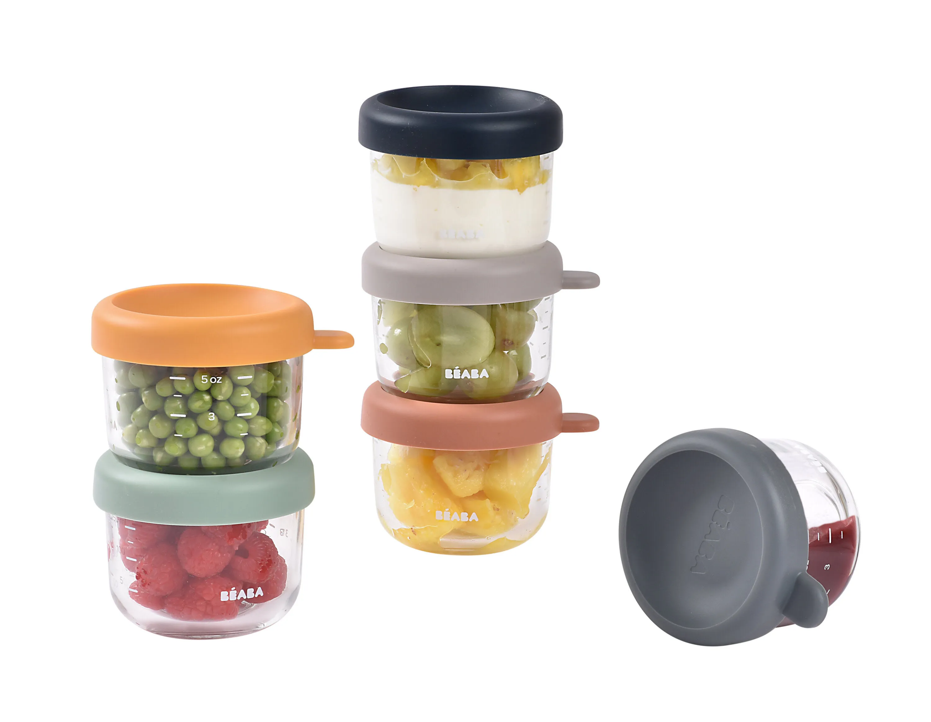 Набор контейнеров Beaba стеклянных, с крышкой (6 шт) 150мл, для хранения продуктов