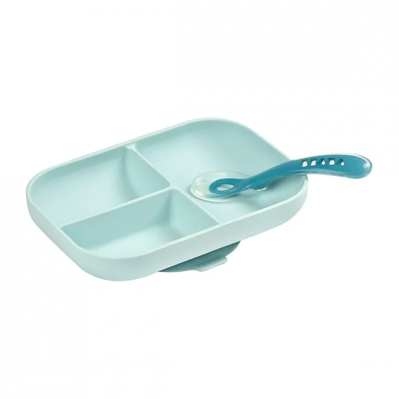Набор детской посуды Beaba Silicone Set Blue (тарелка, ложка)