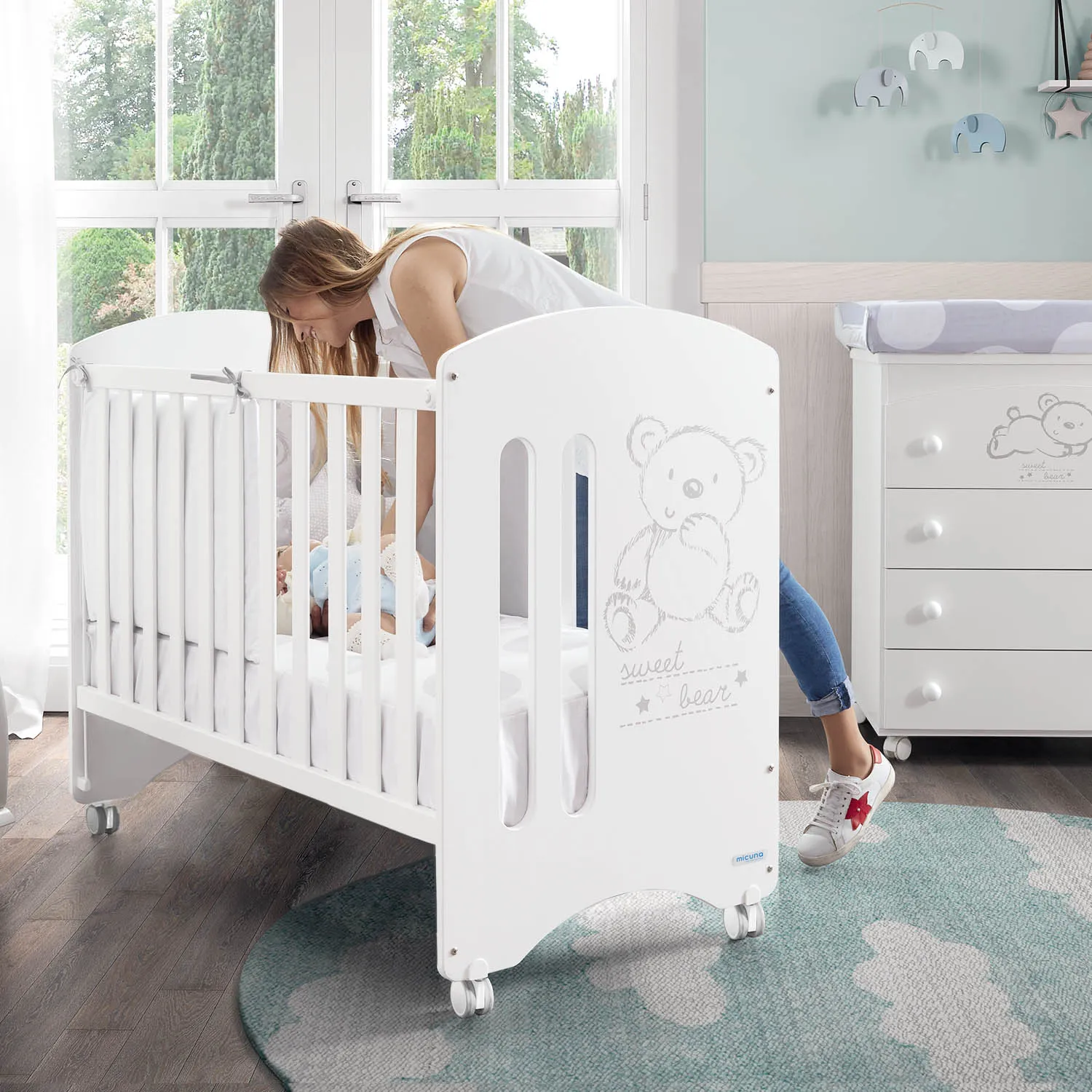 Приставная кроватка 120x60 Micuna Sweet Bear Basic + Матрас полиуретановый СН-620