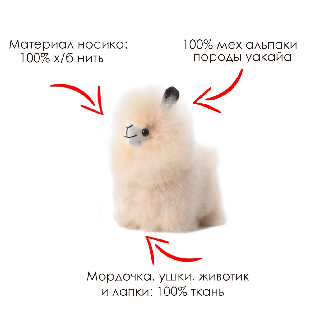 Игрушка мягкая ЛеРаРу Маленькая большеголовая альпака Ванильное облачко 18 см