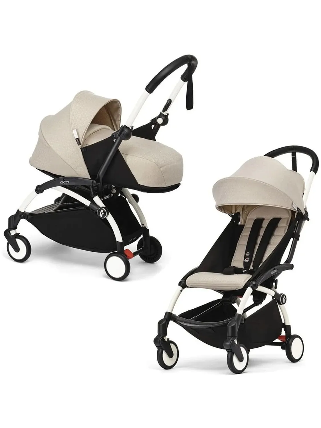 Коляска 2 в 1 STOKKE YOYO3 Бонпоинт, рама белая, люлька мягкая. Изображение 1