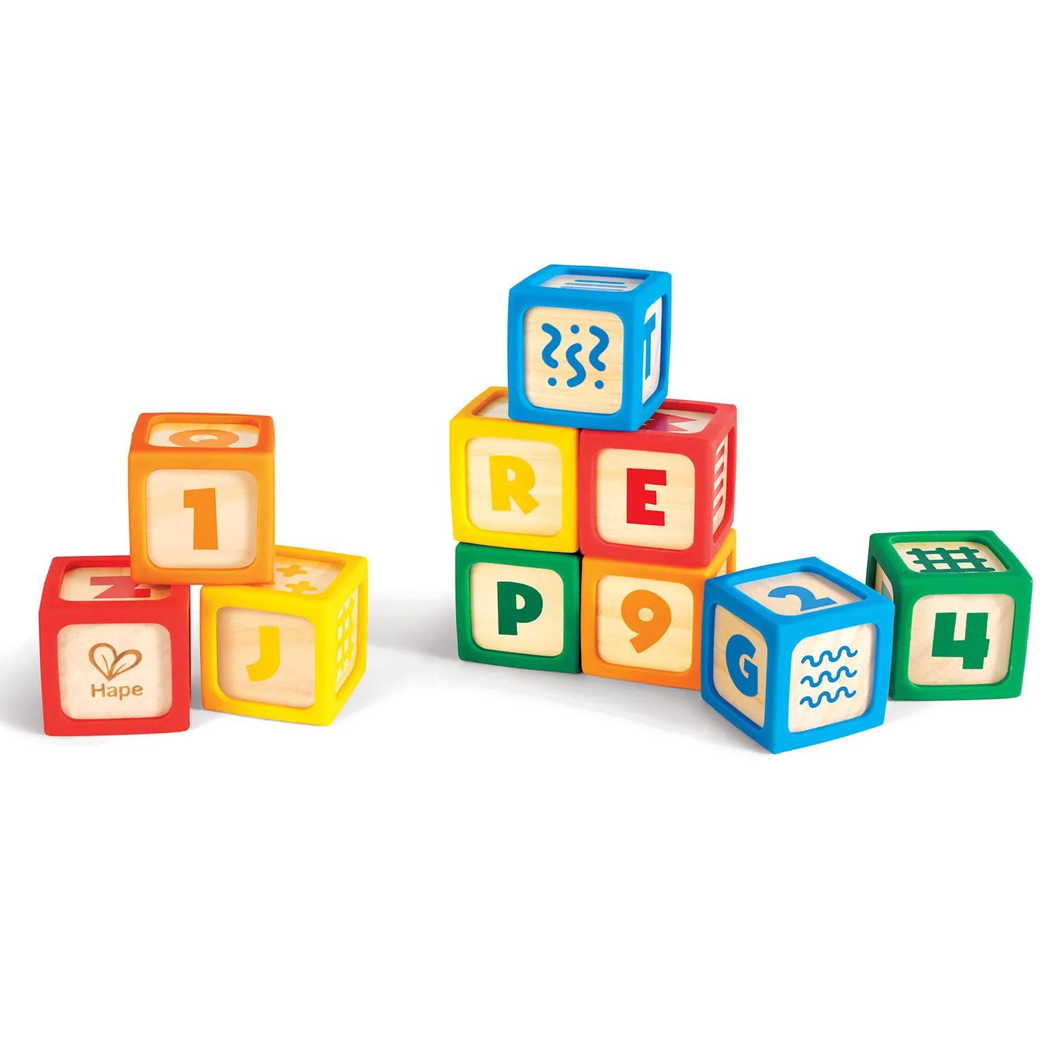 Кубики деревянные Hape в силиконовых чехлах 10 шт. E0131_HP