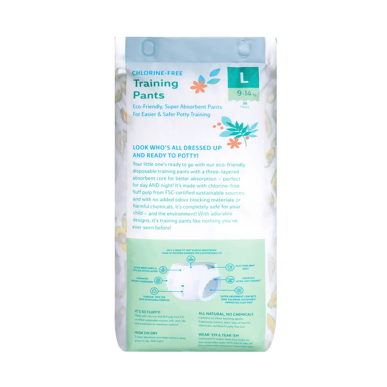 Трусики-подгузники Offspring L 9-14 кг Авокадо 36 шт OF02LAVO